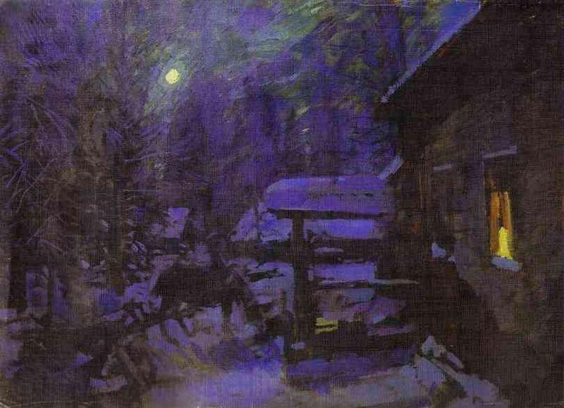 Konstantin Alekseevich Korovin Moonlit Night. Winter Norge oil painting art